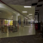 Display cases outside the auditorium on the third floor.