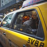 Cyrus Fakroddin and his pet goat Cocoa take a taxi ride in New York