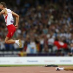 Poland's Lukasz Mamczarz starts his run up during the men's high jump F42 final at the London 2012 Paralympic Games