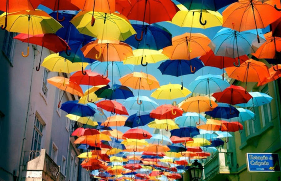 Colorful Umbrellas in Portugal