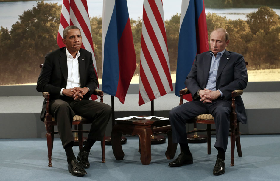 Obama meets with Vladimir Putin during the G8 Summit at Lough Erne in Enniskillen