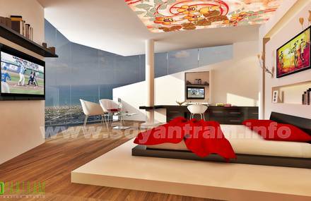 3D Bedroom, living room, dining room interior Design