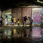 Children of Kolkata, part of the local skateboarding community, learn hip-hop dance steps in a derelict building, Kolkata Skateboarding, Kolkata, India