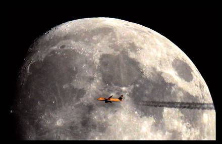 Plane & moon