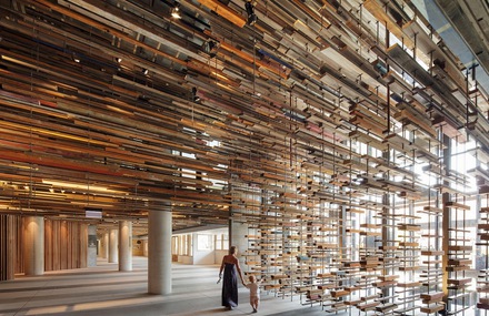 2000 Flying Pieces of Wood Suspended Building