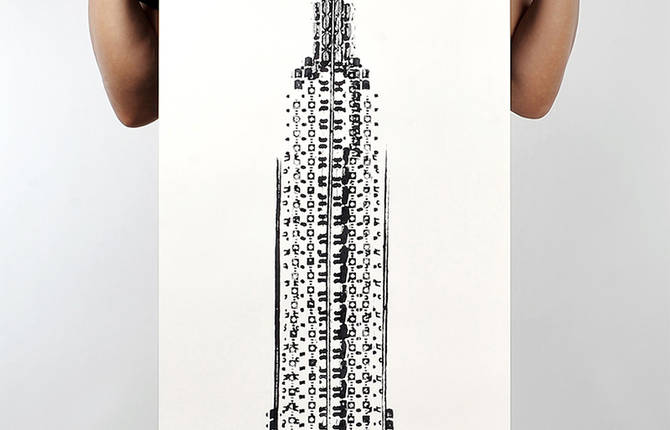 The Empire State Building Made from Bicycle Tracks