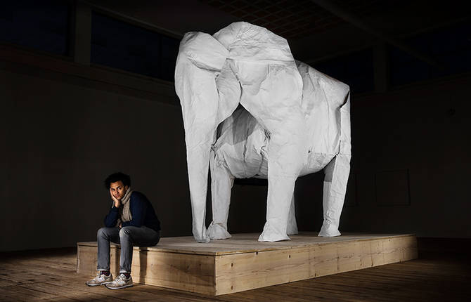 Life-Sized Elephant in Paper Sheet