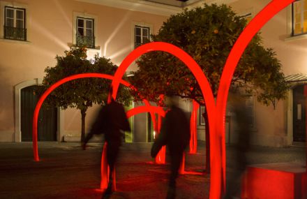 Red Lighting Installation in Lisbon