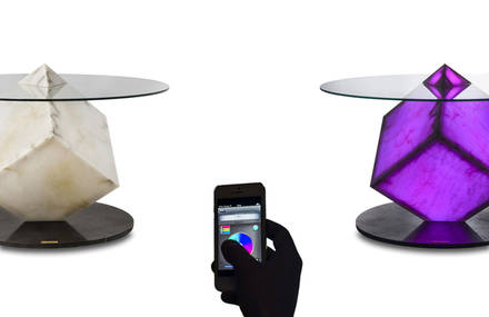 Cupiditas Table by Amarist – Stone table illuminated with your Iphone.