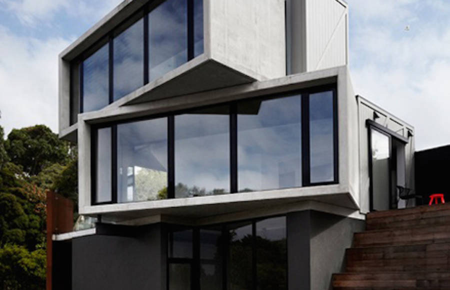 Concrete Timber Boxes House