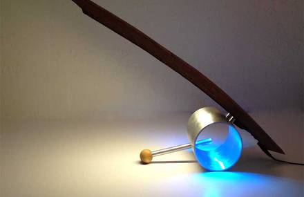 Aurora Task Lamp Combines Color Changing LEDs with Upcycled Wine Barrel Staves
