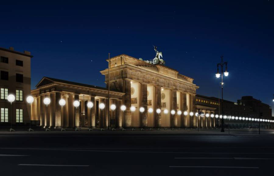 Berlin Wall Rebuilt in Glowing Orbs