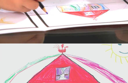 Animated cartoon, generated from paper and standard coloured pencils