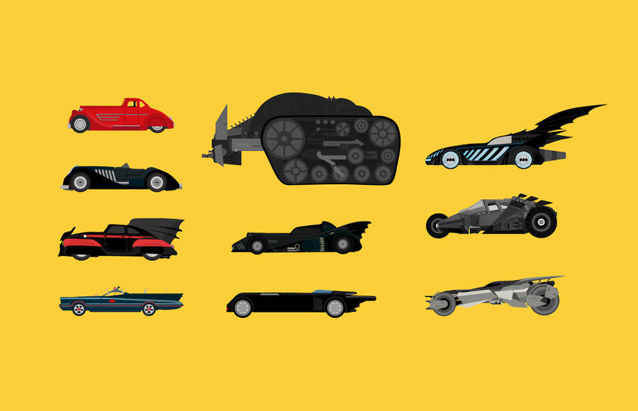 Iconic Batmobiles Illustrations