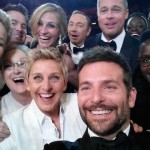 Image posted by Oscars show host Degeneres on her Twitter account shows movie stars posing for a picture taken by Cooper at 86th Academy Awards in Hollywood, California
