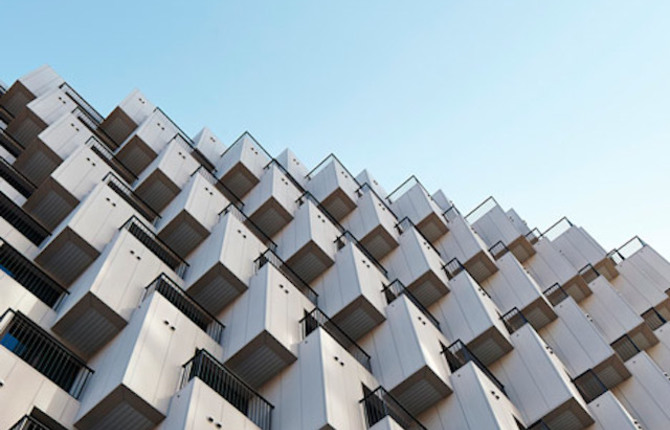 Housing Block with Hundred Cubes Balconies
