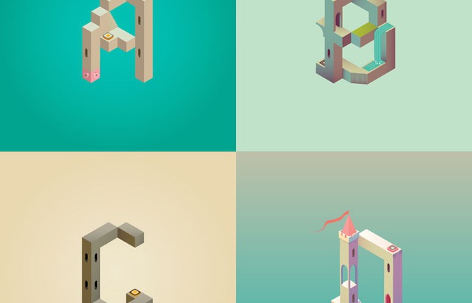 Alphabet Inspired by Monument Valley
