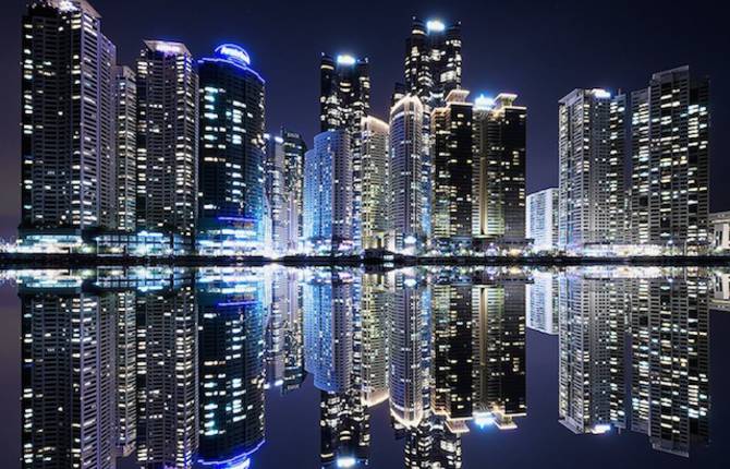 Skyscrapers Reflections in Korea