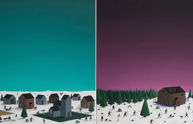 Tiny Snowy Villages Paintings