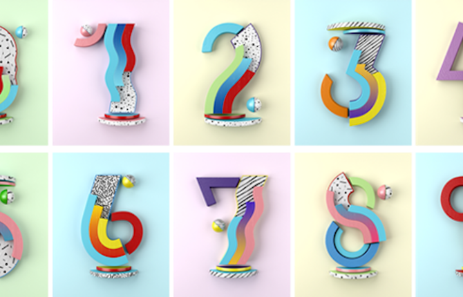 Numbers 3D Typography by Muokkaa
