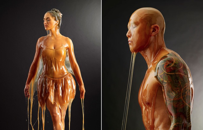 People Covered with Honey