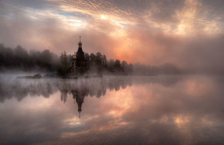 Tiny Church in Magical Russian Landscape