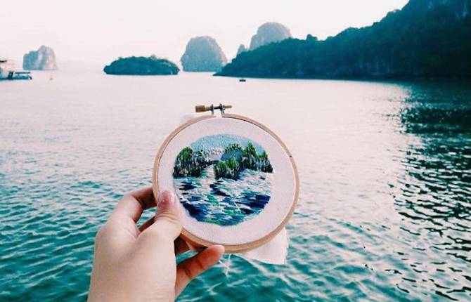 Embroidered Travel Scenes
