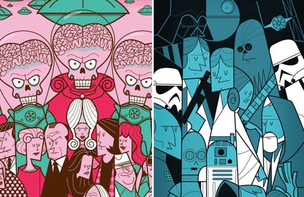 Famous Movies Turned Into Cartoon Posters