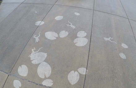 Illustrations on Sidewalks Appear When Raining