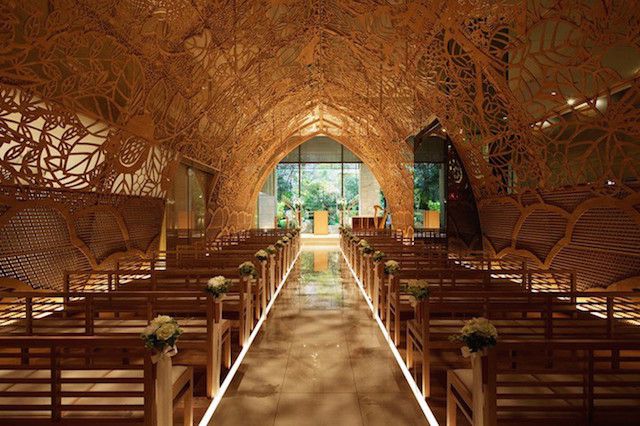 Wedding Chapel Made with 100 Carved Wood Panels