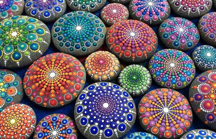 Ocean Stones Covered in Colorful Tiny Dots