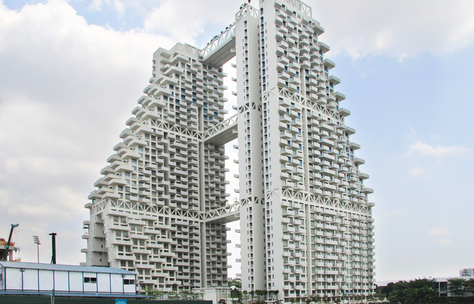 The Two Connected Tower Blocks in Singapore
