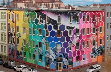 Mural Colorful Honeycomb in Germany