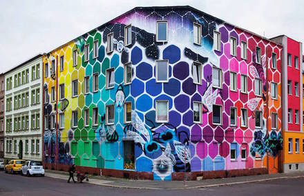 Mural Colorful Honeycomb in Germany