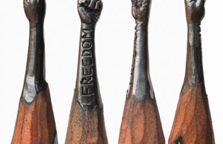 Heads Sculptures in Hand-Carved Pencils