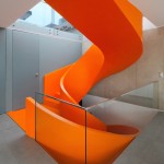 Flashy Orange Staircase in Modern Home-11