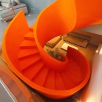 Flashy Orange Staircase in Modern Home-3