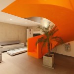 Flashy Orange Staircase in Modern Home-5