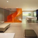 Flashy Orange Staircase in Modern Home-6