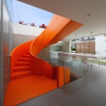 Flashy Orange Staircase in Modern Home-8