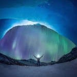 Glacier Illuminated by The Northern Lights -0