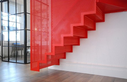 Hanging Red Stairs in London House