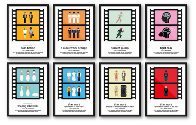 Summaries of Pop Culture Movies in Pictogram Posters