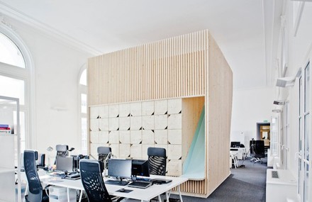 Wooden Playful Furniture Blocks in an Office
