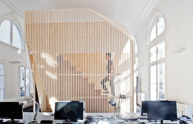 Wooden Playful Furniture Blocks in an Office