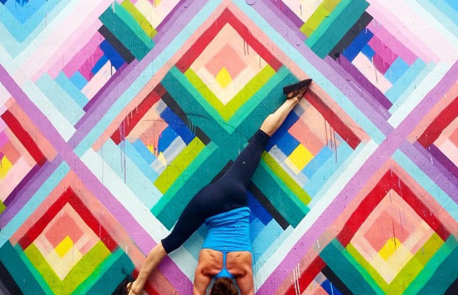 Yoga Poses with Street Art Graffiti