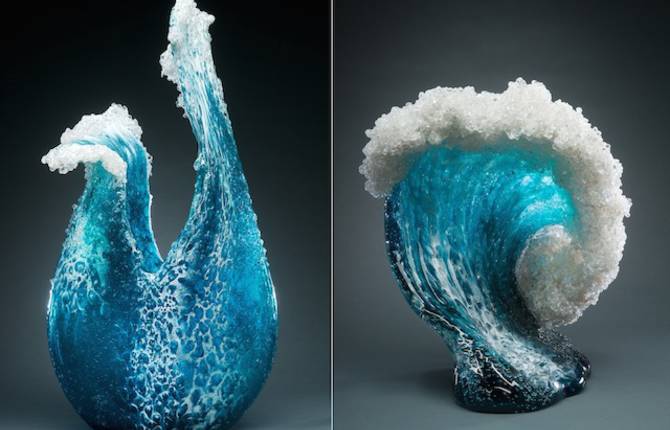 Glass Sculptures of Crashing Frozen Waves