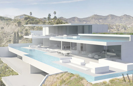 Hollywood Hills Residence with Two Levels of Pools