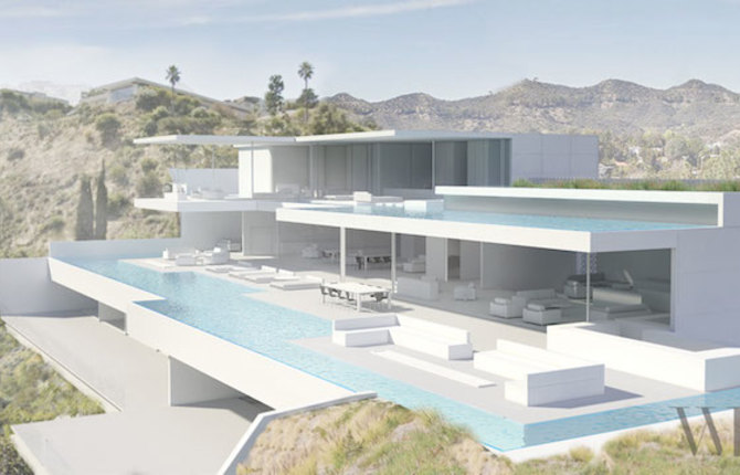 Hollywood Hills Residence with Two Levels of Pools