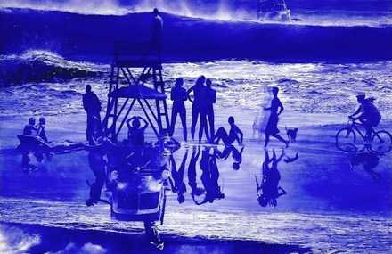 Monochromatic Blue Paintings by Mark Tansey